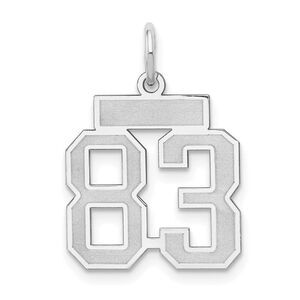 14k White Gold, Jersey Collection, Small Number 83 Pendant